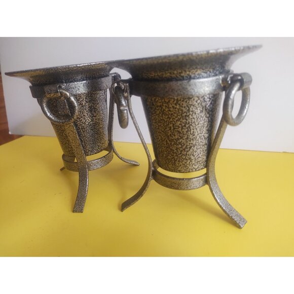 Decorative Ornate Powdered Black metal Vases/Candle Holder set(2) - Picture 10 of 12